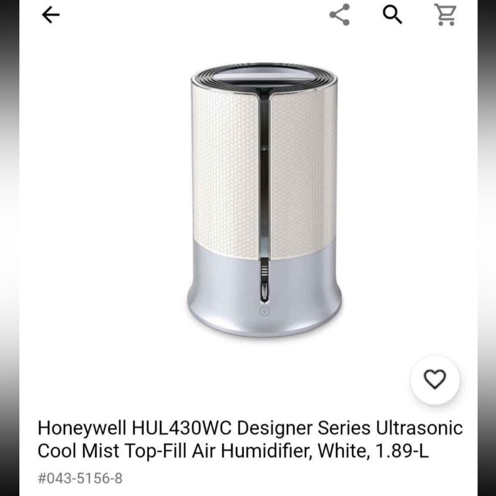 Honeywell HUL430WC Designer Series Ultrasonic Cool Mist Top-Fill Air Humidifier